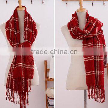 New Model Autumn Winter Long Tassel Fringe Checked Plaid Blanket Shawl photo-5
