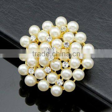 Rhinestone Crystal Wedding Bridal Flower Faux Pearl Brooch Pin