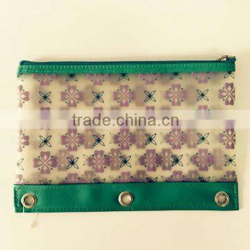 Osini design custom 3-Ring binder pvc colorful zipper pencil pouch /case for colleage