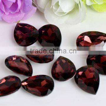 Wire Red Excellent Quality Wholesales Point Back Loose Shapes Teardrop Crystal Glass Beads for Jewelry Decorating Cheap