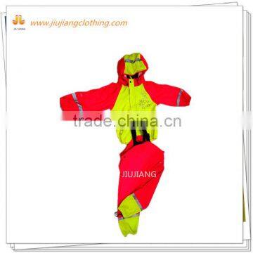 Children's fashionable rainsuit high quality pu suit for kids