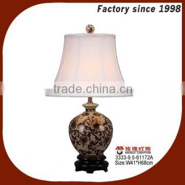 chinese table lamps with wood base and fabric shade