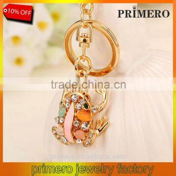 New Fashion Cat eye stone Frog Keychain Crystal purse Bag Key Chain ring key Gift