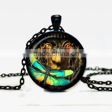 2016 Personalized Steampunk pendant necklace glass pendant DIY necklace woman