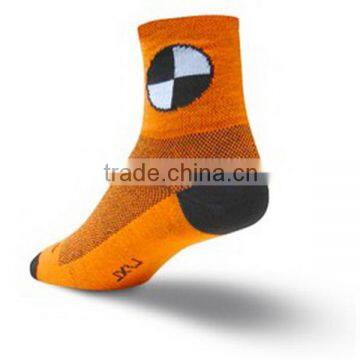 Orange imported coolmax ankle cycling socks with custom logo