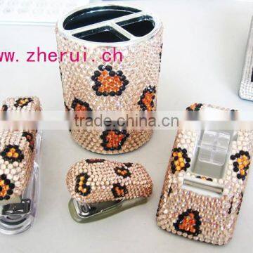 fashion bling rhinestone pen holder and stapler sets