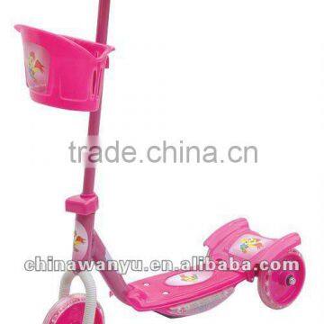 3 wheel kid's scooter with basket EN71