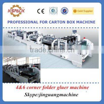 automatic 4 &6 corner carton box folder gluer machine / 4 &6 corner pasting machine