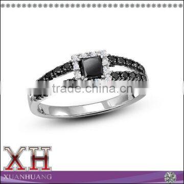 High Quality Latest Silver Ring Designs Engagement Black CZ Ring For Women