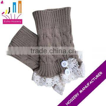 ladies acrylic fashion legwarmers with lace
