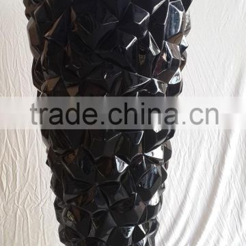 gorgeous decorative fiberglass lacquer vase, 3D cube design in black