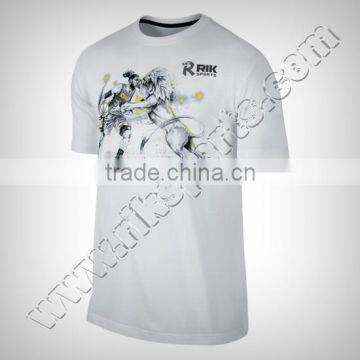 White Printed Sports T-Shirts Casual T-Shirts With 100% Cotton