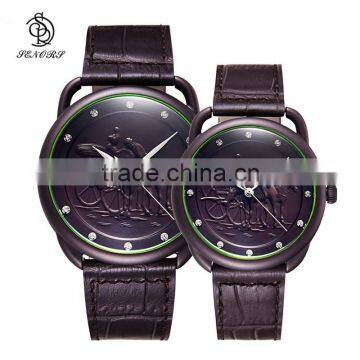 2016 Best Leather/nato Frabic Straps Fashion Couple Watches Gift Set Quartz Couple Watches photo-3