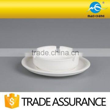 Restaurant White Round Fine China Ceramic Ashtray photo-3