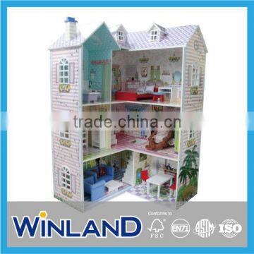 Pretend Play Foldable Toy Wooden Doll House