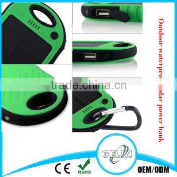 easy portable colorful newest waterproof solar power bank with hook