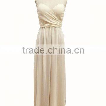 Lady's Poly Georgette Long Nude Evening Dress photo-2