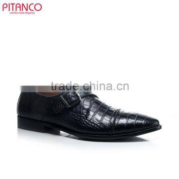 Imitation alligator cattle hide mens dress shoes leather sole