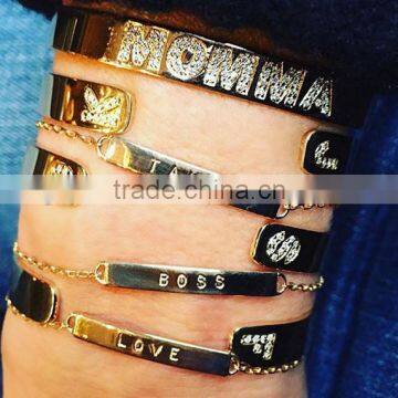 Hot sale cheap make your own name stainless steel friendship id bracelet