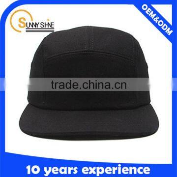 Custom Leather Patch Logo 5 Panel Cap Wholesale Flat Short Brim 5 Panel Cap