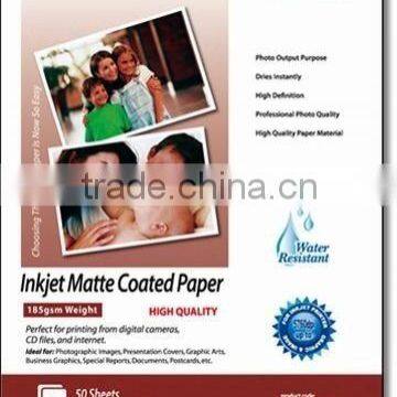 waterproof inkjet matte coated photo paper & matte picture paper&inkjet picture paper 180gsm(matte coated,for inkjet printers)