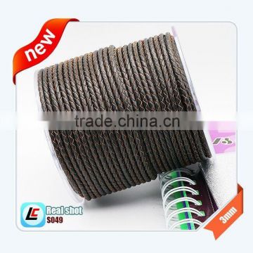 3mm PU braided leather cord for necklace and bracelet