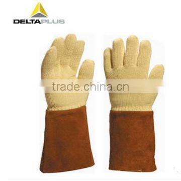 Deltaplus terry cloth papa-aramid fiber cow-hide cuff heat-resistant safety gloves