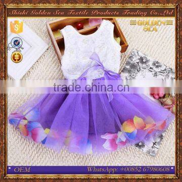 latest lace mesh cute flower party Baby girls dress patterns