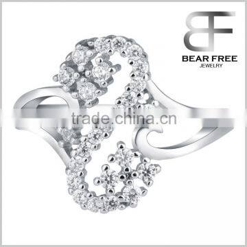 925 Sterling Silver Little Swan Shape Engagement Ring for Women with Cubic Zirconia