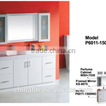 Modern White Hpl Wash Basin Hotel Bathroom Vanity Cabinets