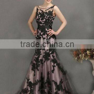 2014 Hot selling classic applique mermaid floor-length evening dress ZX-140