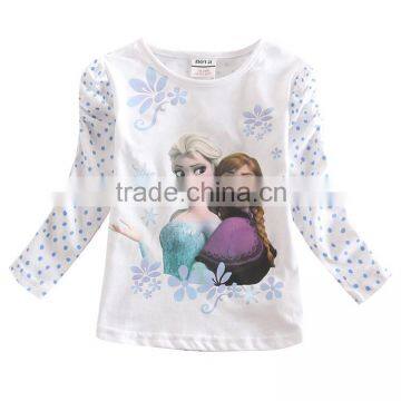 (F5271Y) white nova brand baby girls t shirts printed elsa girls casual t shirts children clothing wholesale