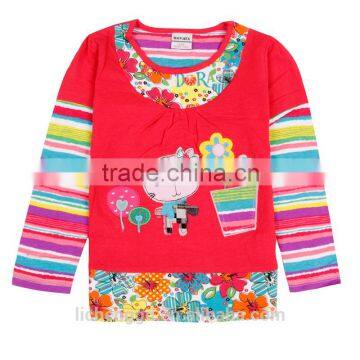 (F5717) 2016 2 colors nova kids clothing Girls t shirt long sleeve cat lovely designs kids clothes blouses girls tops kids wear