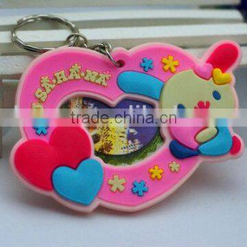 Heart shaped cartoon pvc photo keychain