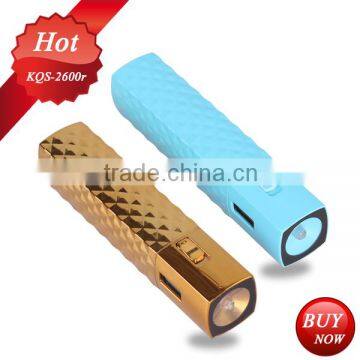 new lipstick power bank,1800mah/2200mah/2600mah/3000mah power bank with flashlight