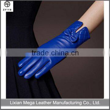 Daily Life Usage and Plain Style ladies leather gloves with bow