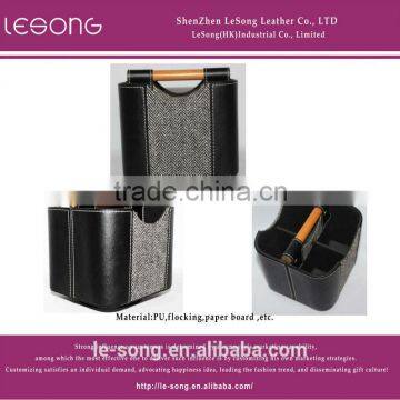 2015 Hot Sale Black Leather Double Side Storage Basket