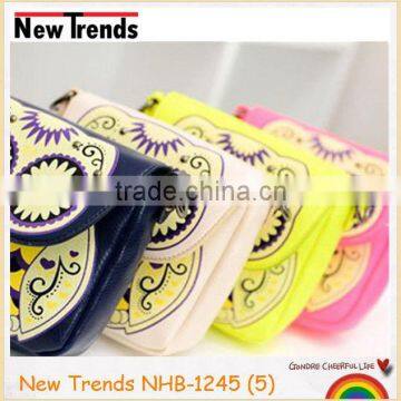 Colorful print owl shape PU bag