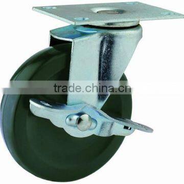 13 Double Ball Raceway Top Plate Swivel Hard Rubber Caster With Side Brake