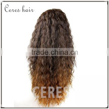 lace front spiral curl afro wig ombre high temperature fiber curly wig with cheap price