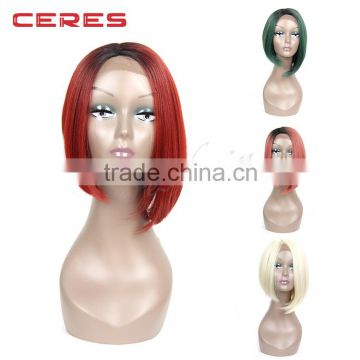 2016 hot on sale wholesale cheap factory price short bob style colorful ombre two tone color synthetic lace front wig                        
                                                Quality Choice