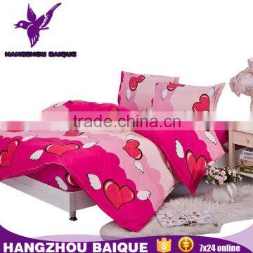 Polyester Beautiful Bedding Sets Heart Design Queen Cheap Fitted Sheets