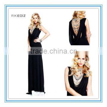 Latest Black Crystals Sheath Sexy Floor-length African Evening Dresses(EVTA-1004)