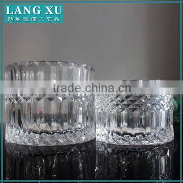 LXHY-Z series New Products Mini Embossed Line Small Glass Candle Holder