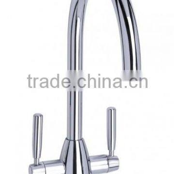 chrome finished dual lever handles single hole kitchen faucets