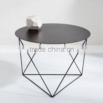 Black Powder coated geometric steel base Octahedron Side Table