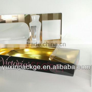 luxury paper box for cosmetics with PVC cover and tray