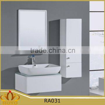 New cheap modern style hanging mirrored ceramic basin side cabinet MDF bathroom vanity cabinet RA031