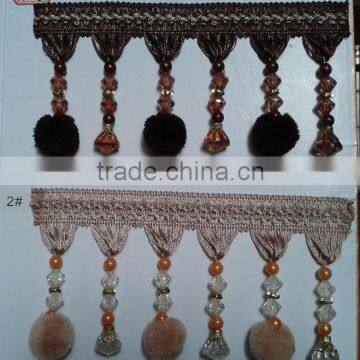 Pompon ball Fabric Tassel polyester Fringe lace for curtain home decor