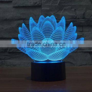 3D Optical Night Light Lotus 7 RGB Light Colors 10 LEDs AA Battery or DC 5V Mixed Lot photo-5